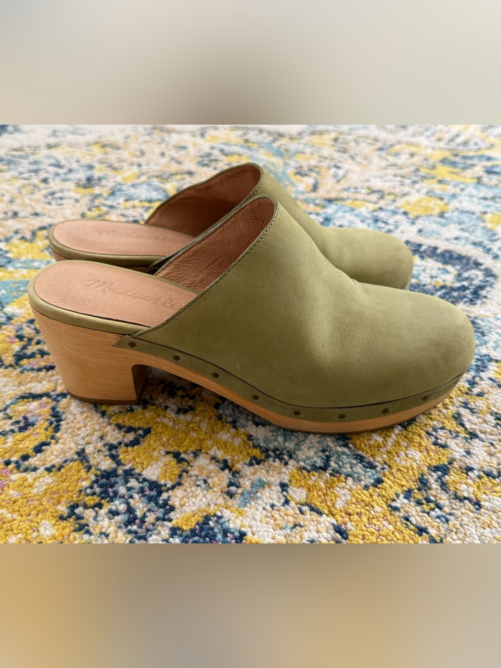 Madewell Green Suede Clogs Sz 8 - Picture 2 of 5